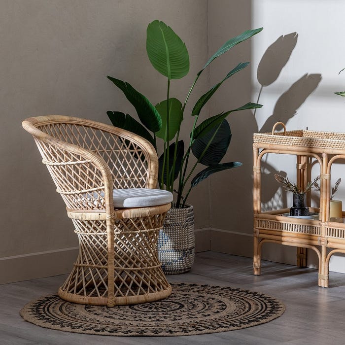 Natural Rattan Living Room Armchair 84 X 68 X 84 Cm