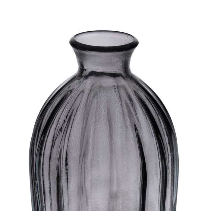 Jarrón Gris Vidrio Reciclado Decoración 12 X 12 X 29 Cm