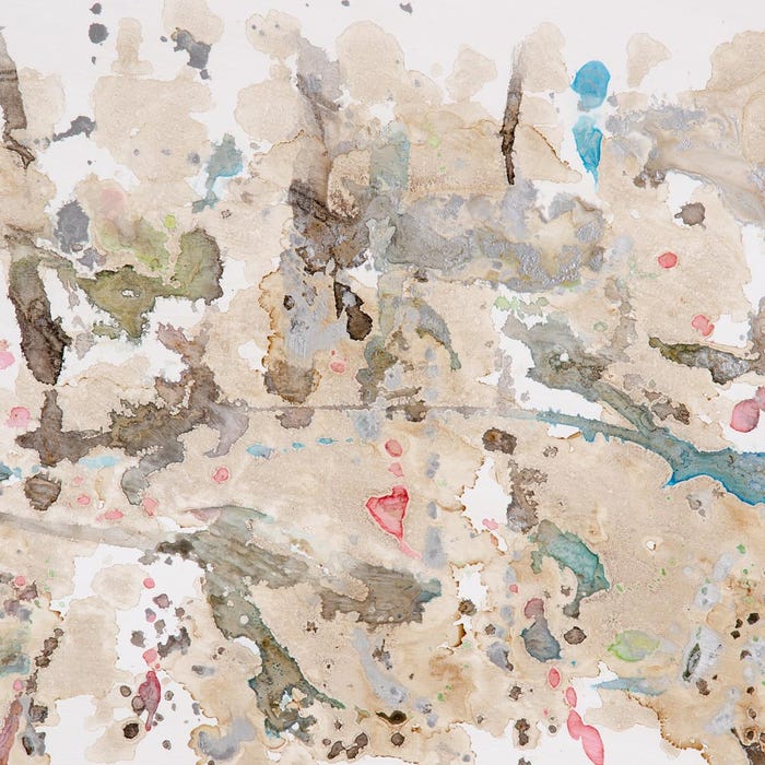 Pintura abstrata pintada à mão sobre tela em moldura de madeira