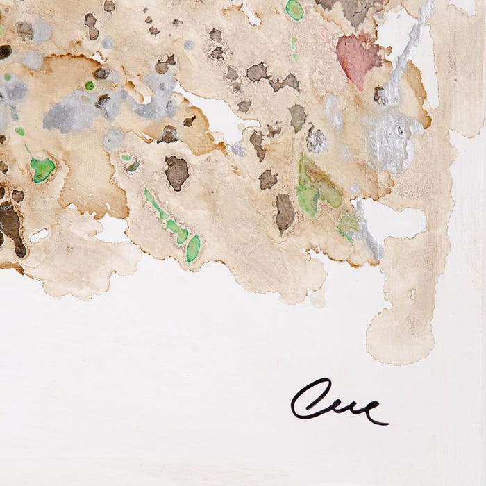 Pintura abstrata pintada à mão sobre tela em moldura de madeira