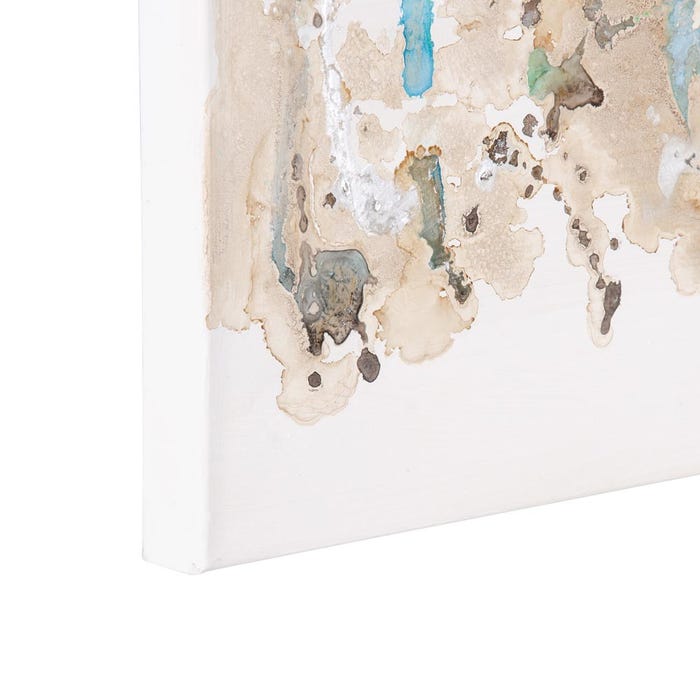 Pintura abstrata pintada à mão sobre tela em moldura de madeira