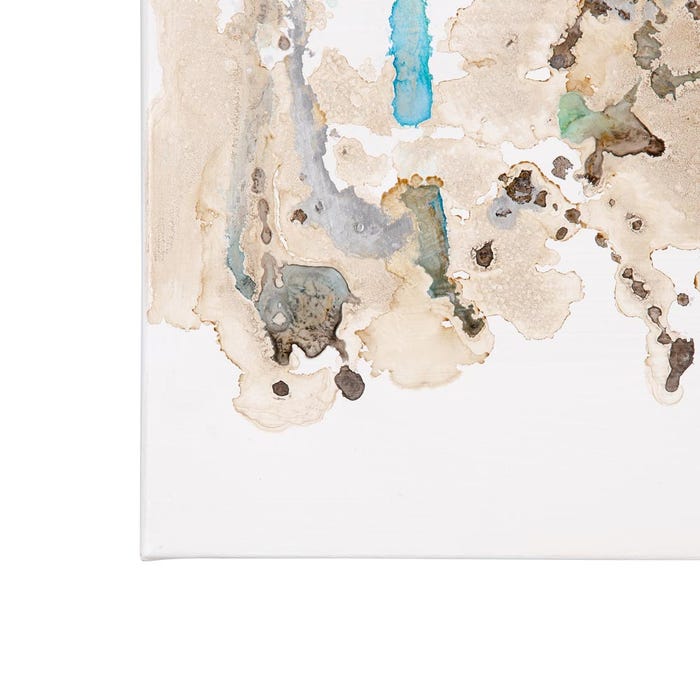 Pintura abstrata pintada à mão sobre tela em moldura de madeira