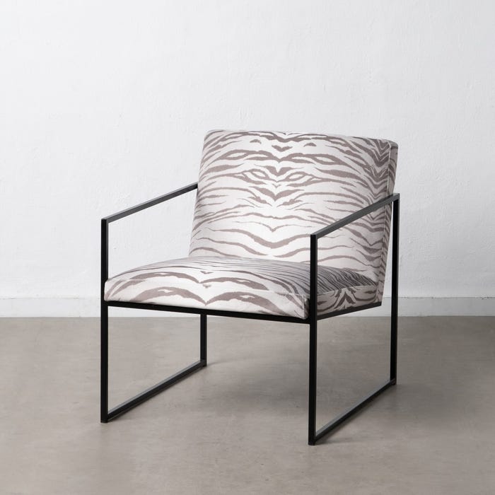 Sillón Animal Print Tejido-Metal Salón 65 X 85 X 73 Cm