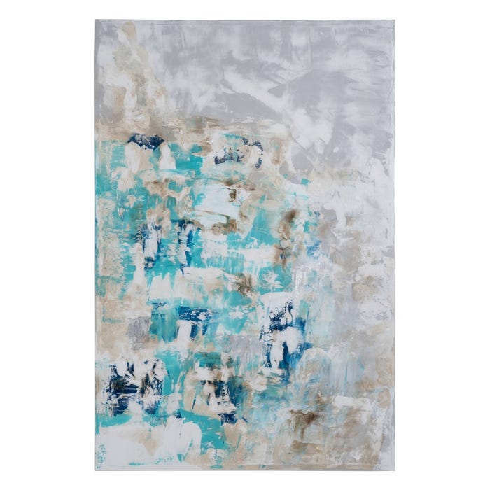 Pintura abstrata pintada à mão sobre tela em moldura de maca. 2 modelos.