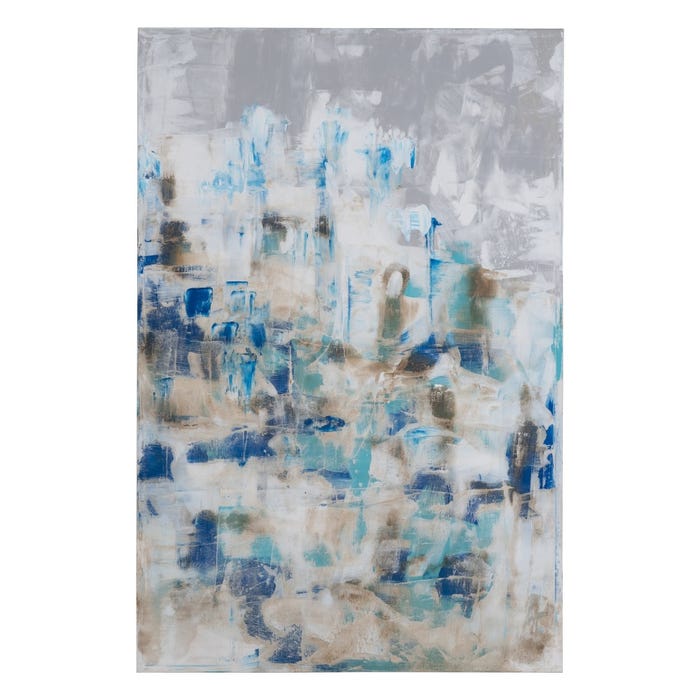 Pintura abstrata pintada à mão sobre tela em moldura de maca. 2 modelos.