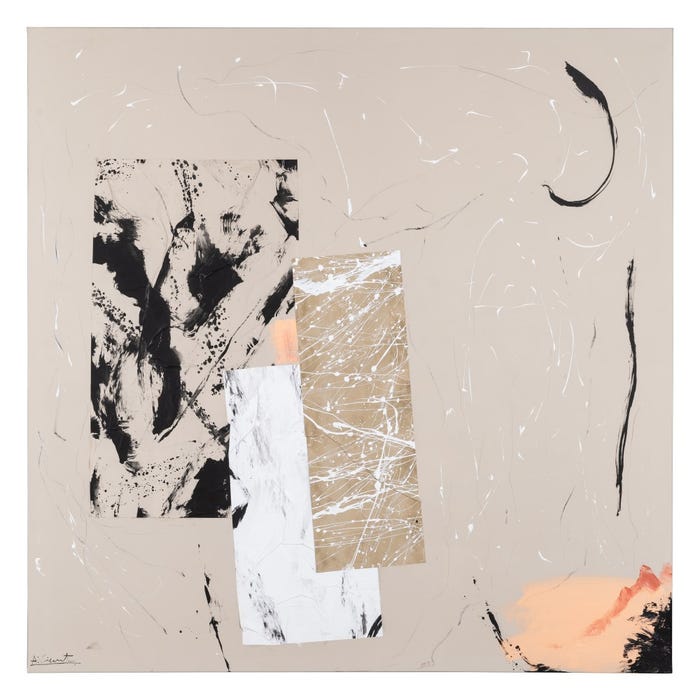 Pintura abstrata pintada à mão sobre tela em moldura de maca. 2 modelos.