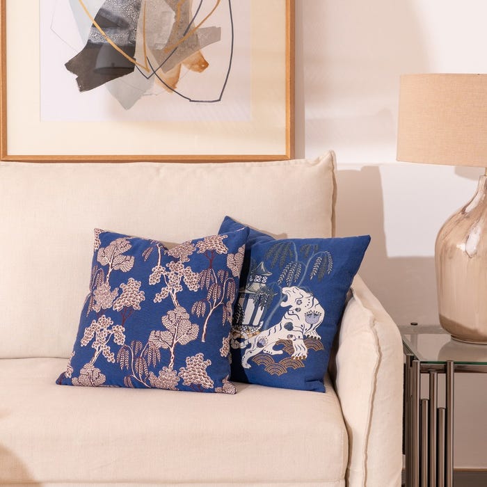 Cojín Tigres Azul Algodón / Poliéster 45 X 45 Cm