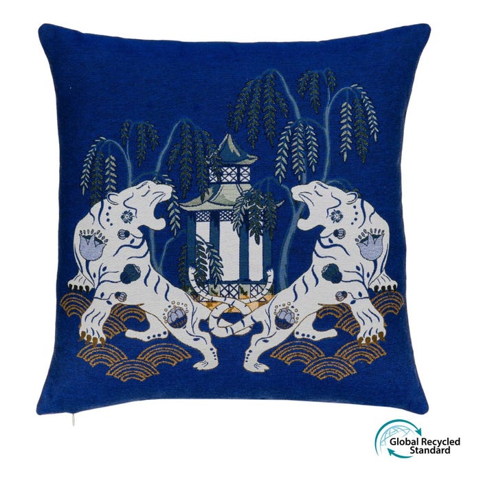 Almofada Tigres Azuis Algodão/Poliéster 45 X 45 Cm