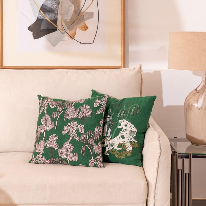 Cojín Paisaje Verde Algodón / Poliéster 45 X 45 Cm