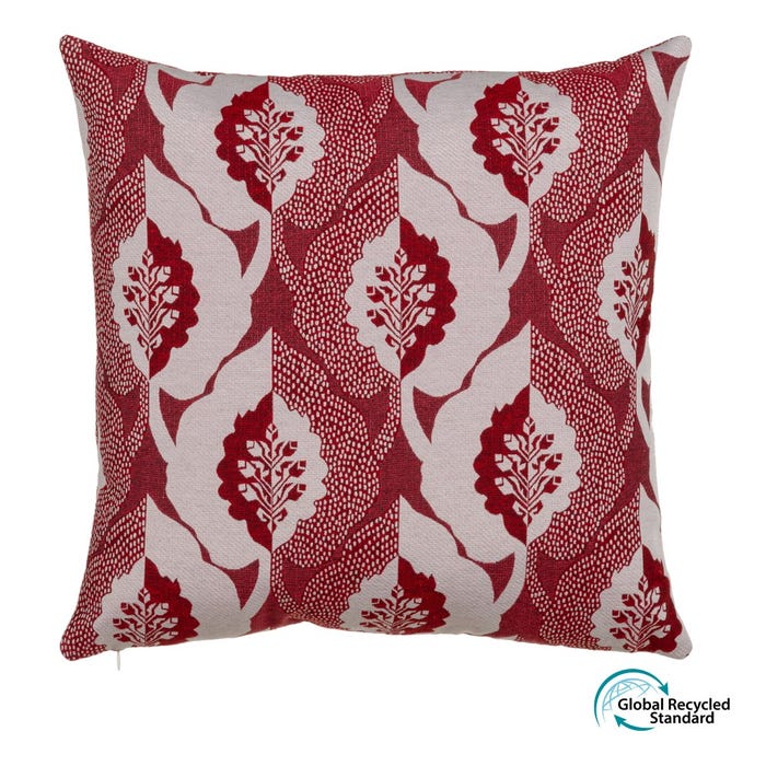 Almofada Estampada Vermelha Algodão/Poliéster 45 X 45 Cm