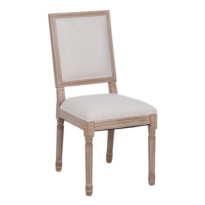 Silla Beige Madera De Caucho Salón 45 X 53 X 95 Cm