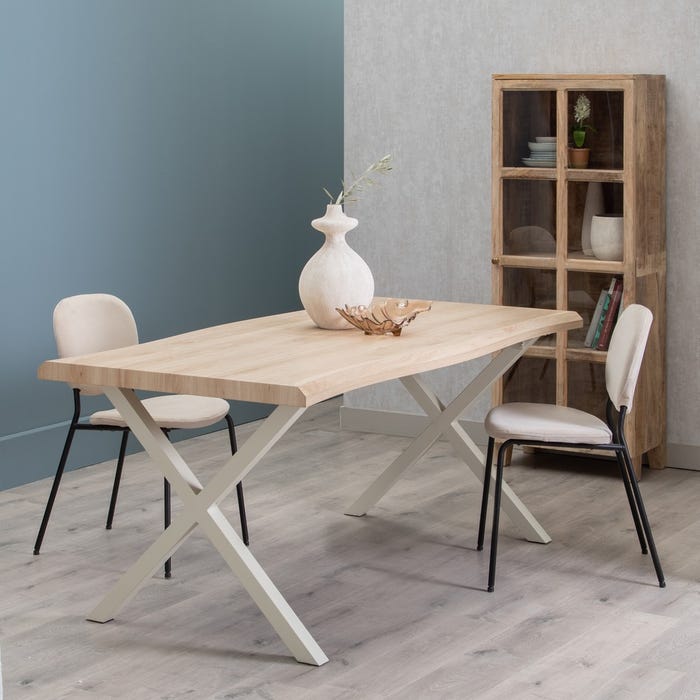 Mesa Comedor Natural-Crema Dm-Metal 180 X 90 X 75 Cm