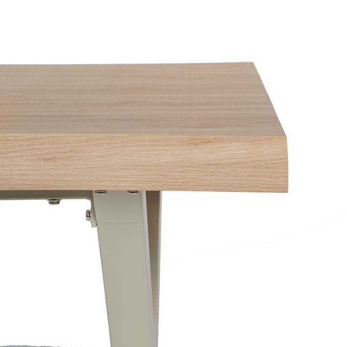 Mesa Comedor Natural-Crema Dm-Metal 180 X 90 X 75 Cm