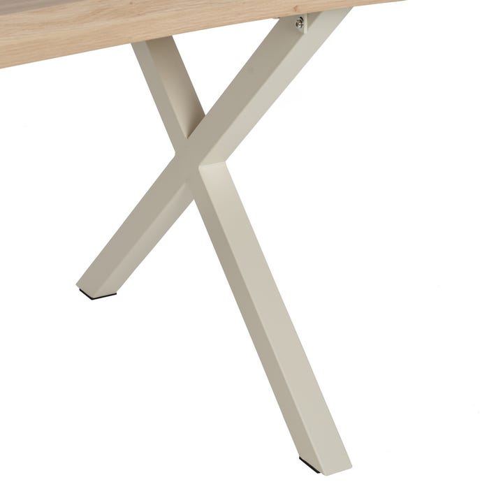 Mesa Comedor Natural-Crema Dm-Metal 180 X 90 X 75 Cm