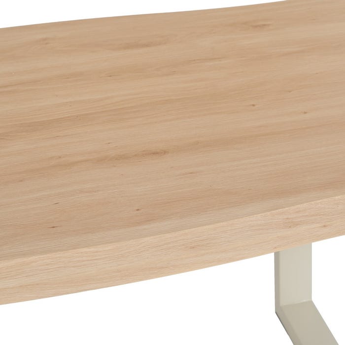 Mesa Comedor Natural-Crema Dm-Metal 160 X 90 X 75 Cm