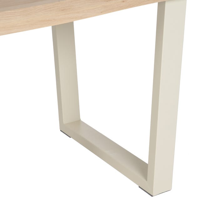 Mesa Comedor Natural-Crema Dm-Metal 160 X 90 X 75 Cm