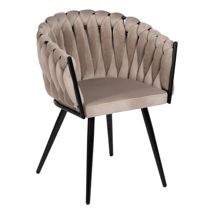 Silla Beige-Negro Tejido-Metal Salón 62 X 59 X 77 Cm