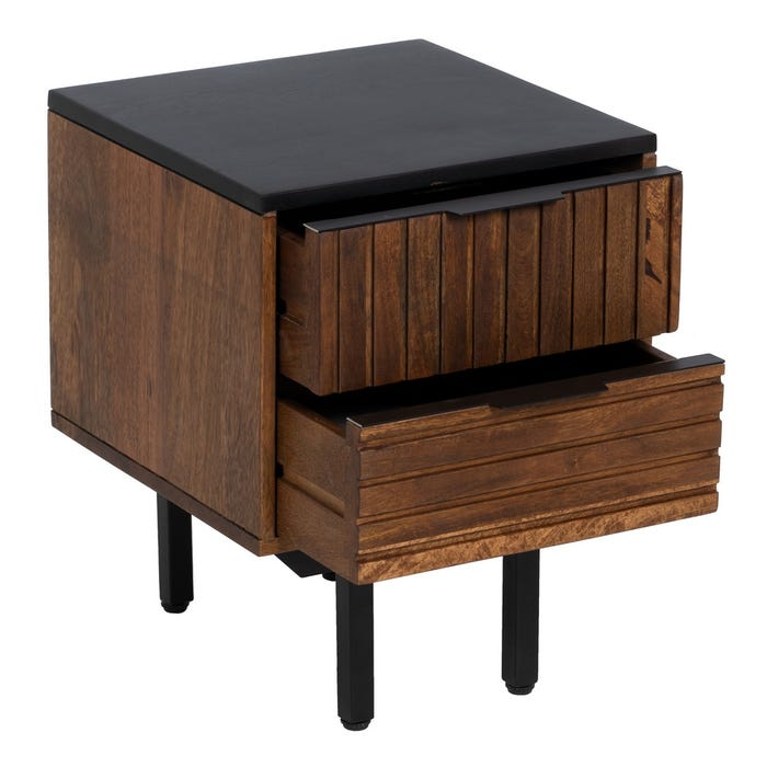 Mesa Lateral de Madeira e Ferro Marrom-Preto 40 X 40 X 50 Cm