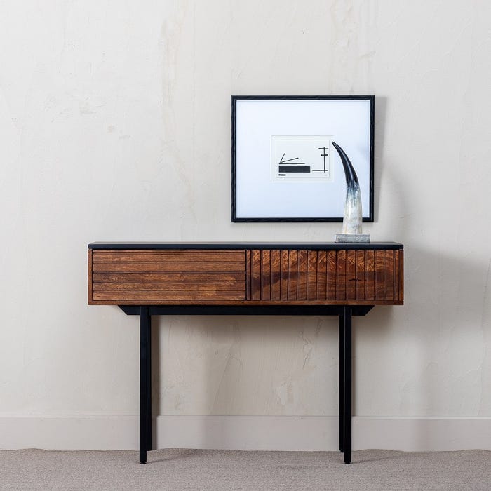 Consola Marrón-Negro Madera-Hierro 110 X 40 X 76 Cm