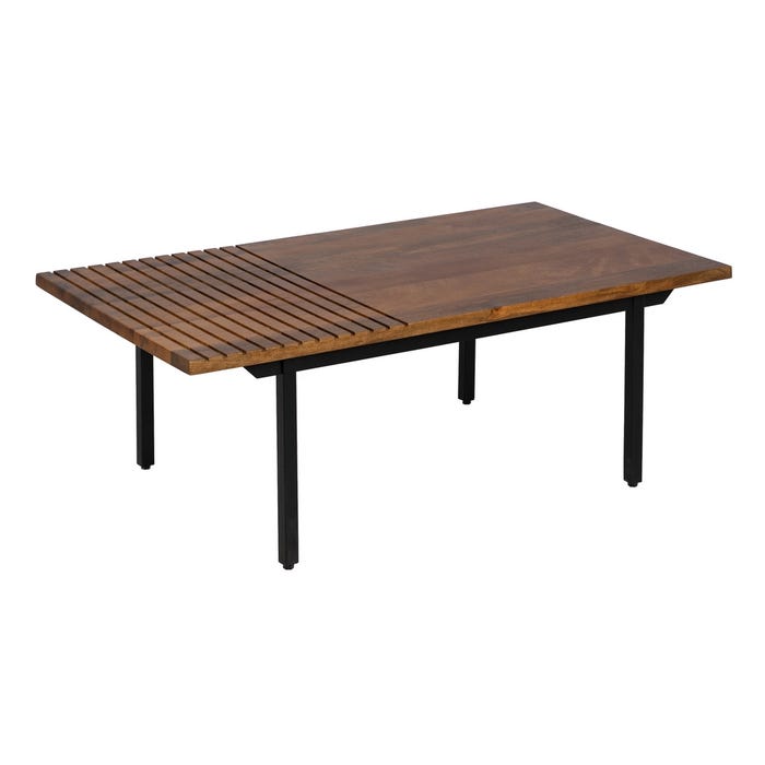 Mesa Centro Marrón-Negro Madera-Hierro 110 X 60 X 40 Cm