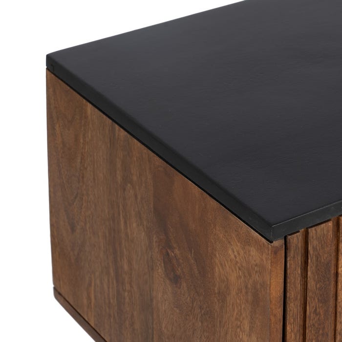 Mueble Tv Marrón-Negro Madera-Hierro 140 X 40 X 50 Cm