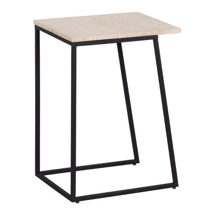 Mesas de ferro/mármore S/2 marrom-creme 45 x 35 x 63,50 cm