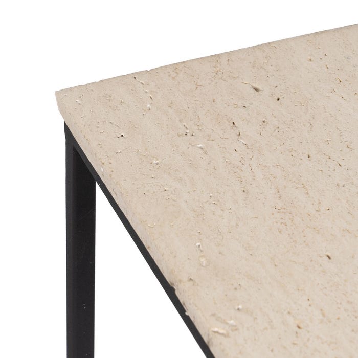 Mesas de ferro/mármore S/2 marrom-creme 45 x 35 x 63,50 cm