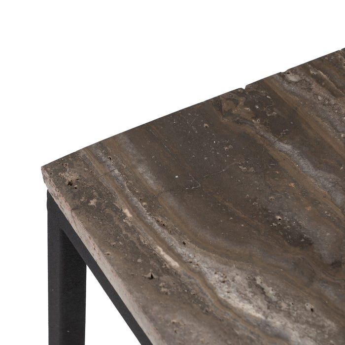 Mesas de ferro/mármore S/2 marrom-creme 45 x 35 x 63,50 cm