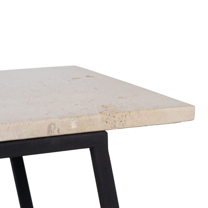 Mesas de ferro/mármore S/2 marrom-creme 45 x 35 x 63,50 cm