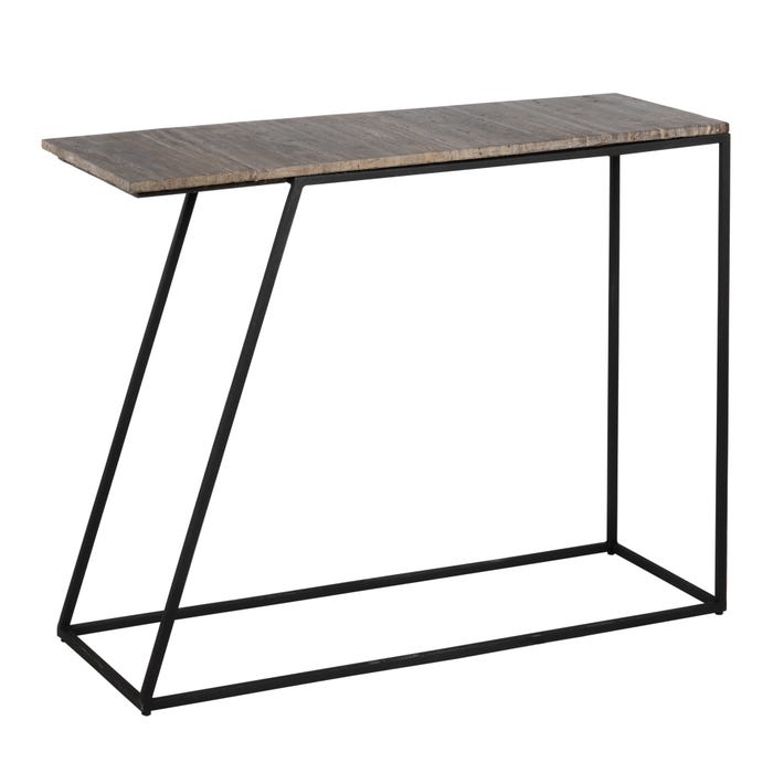 Console de entrada em ferro marrom/mármore 102 x 36 x 85 cm