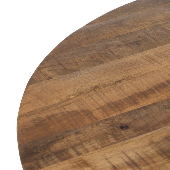 Mesa Comedor Natural-Negro Madera-Hierro 130 X 130 X 77 Cm
