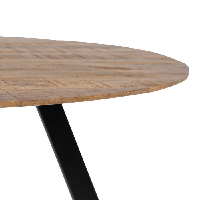 Mesa Comedor Natural-Negro Madera-Hierro 130 X 130 X 77 Cm