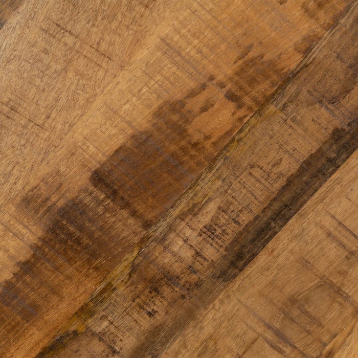 Mesa Comedor Natural-Negro Madera-Hierro 130 X 130 X 77 Cm