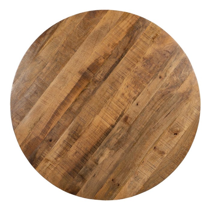 Mesa Comedor Natural-Negro Madera-Hierro 130 X 130 X 77 Cm