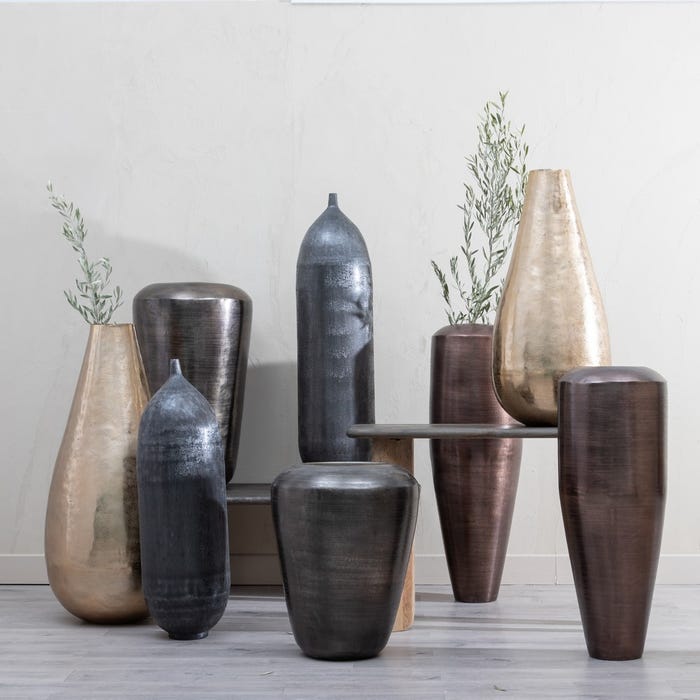Aged Copper Aluminum Vase 37 X 37 X 99 Cm