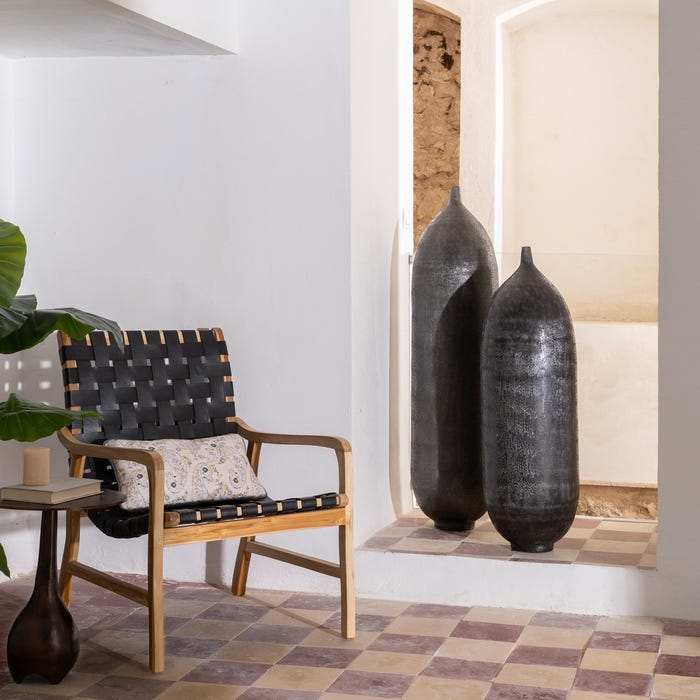 Black Aluminum Vase Decoration 33 X 33 X 120 Cm