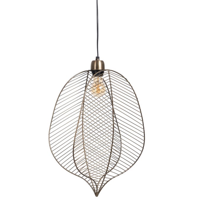 Lámpara Techo Oro Viejo Metal 31 X 16 X 47 Cm