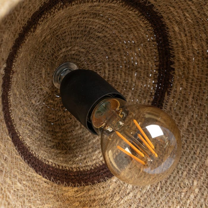 Lámpara Techo Fibra Natural Iluminación 32 X 32 X 18 Cm