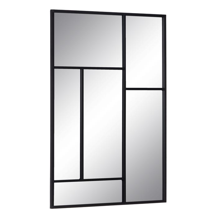 Espejo Negro Metal-Cristal Decoración 60 X 2 X 90 Cm