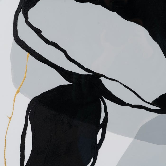 Pintura abstrata pintada à mão sobre tela em moldura.