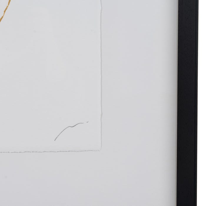 Pintura abstrata pintada à mão sobre tela em moldura.