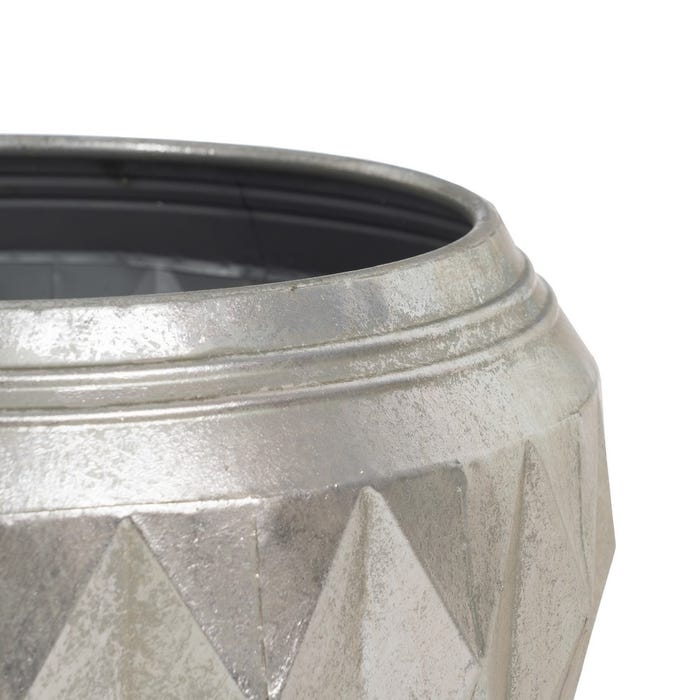 Decoração de vaso de flores de metal prateado 37,50 x 37,50 x 25,50 cm