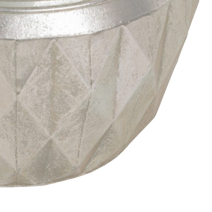 Decoração de vaso de flores de metal prateado 37,50 x 37,50 x 25,50 cm