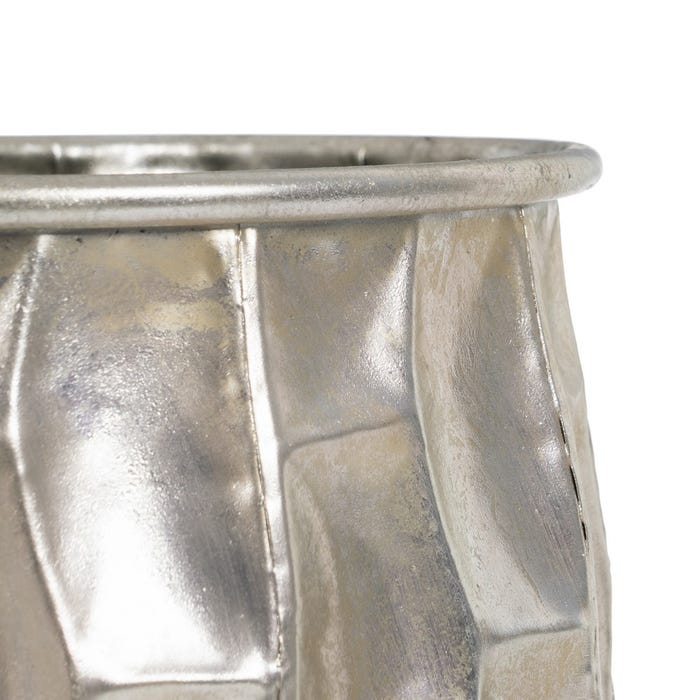 Decoração de vaso de flores de metal prateado 30 x 30 x 44,50 cm