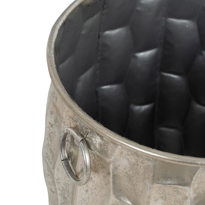 Decoração de vaso de flores de metal prateado 39 x 39 x 51 cm
