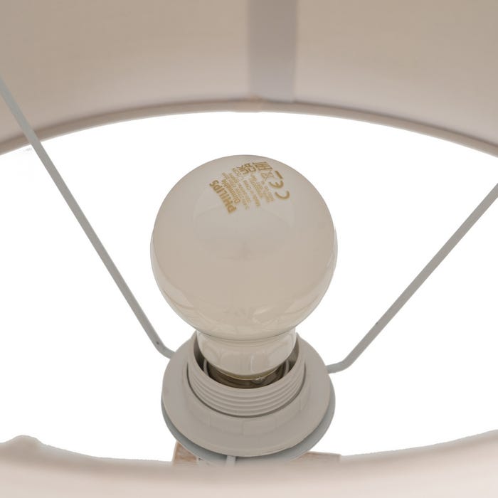 Natural Wood / Fabric Table Lamp 40 X 40 X 82.50 Cm