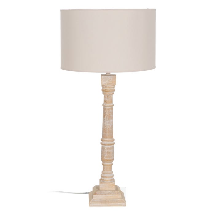 Lámpara Mesa Natural Madera / Tejido 40 X 40 X 82,50 Cm