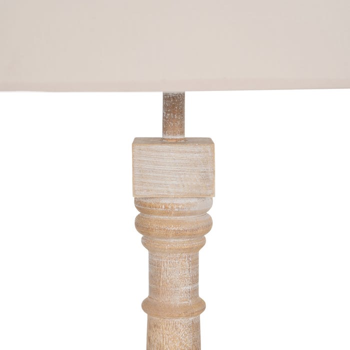Lámpara Suelo Natural Madera / Tejido 48 X 48 X 154 Cm
