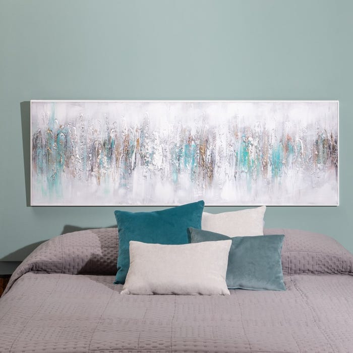 Pintura abstrata pintada à mão sobre tela.