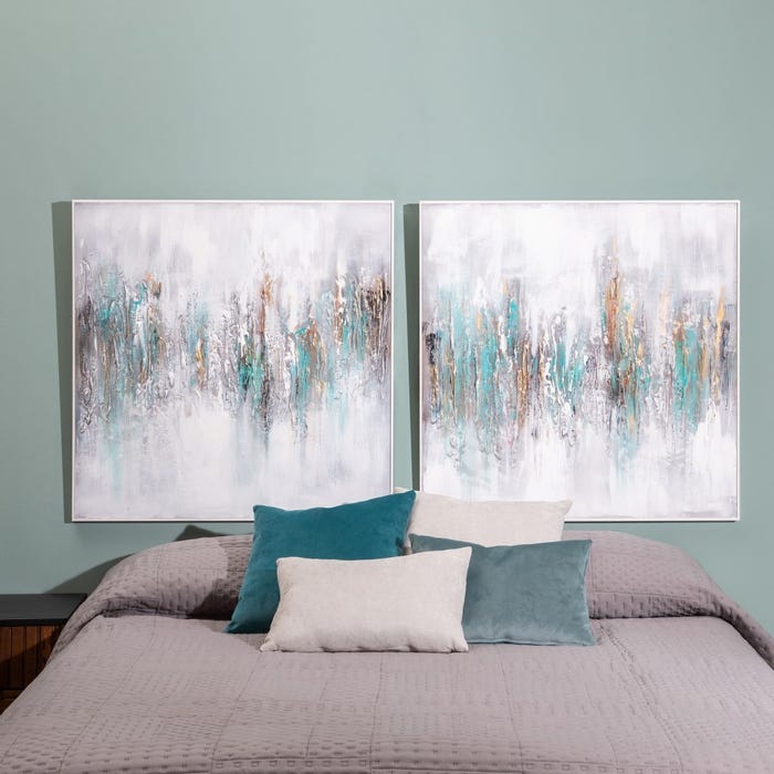 Pintura abstrata pintada à mão sobre tela. 2 modelos.
